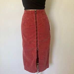 Free People Poppy Red Women's Corduroy Skirt